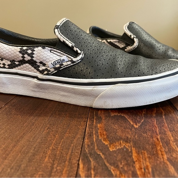 Vans Black and White Perforated Slip-Ons - Picture 2 of 8